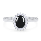 Vintage Style Oval Natural Stone Flower Ring