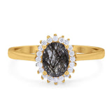 Vintage Style Oval Natural Stone Flower Ring