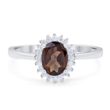 Vintage Style Oval Natural Stone Flower Ring