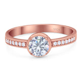 Vintage Style Round Natural Stone Solitaire Ring