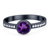 Vintage Style Round Natural Stone Solitaire Ring