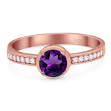 Vintage Style Round Natural Stone Solitaire Ring