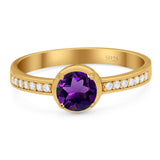 Vintage Style Round Natural Stone Solitaire Ring