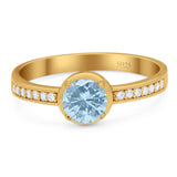 Vintage Style Round Natural Stone Solitaire Ring