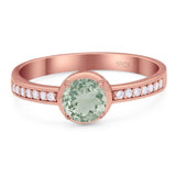 Vintage Style Round Natural Stone Solitaire Ring