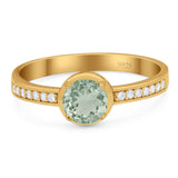 Vintage Style Round Natural Stone Solitaire Ring