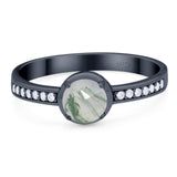 Vintage Style Round Natural Stone Solitaire Ring