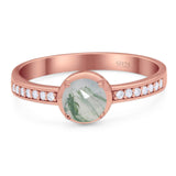 Vintage Style Round Natural Stone Solitaire Ring