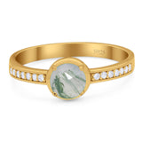 Vintage Style Round Natural Stone Solitaire Ring