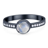 Vintage Style Round Natural Stone Solitaire Ring