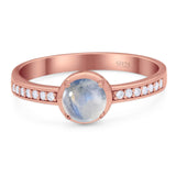 Vintage Style Round Natural Stone Solitaire Ring