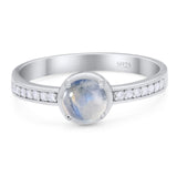 Vintage Style Round Natural Moonstone Solitaire Ring 925 Sterling Silver