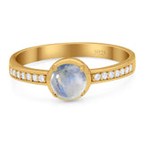 Vintage Style Round Natural Stone Solitaire Ring