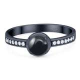 Vintage Style Round Natural Stone Solitaire Ring