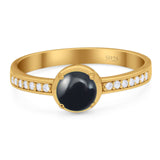 Vintage Style Round Natural Stone Solitaire Ring