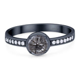 Vintage Style Round Natural Stone Solitaire Ring