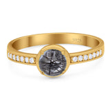 Vintage Style Round Natural Stone Solitaire Ring