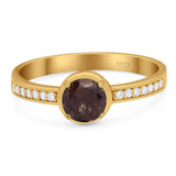 Vintage Style Round Natural Stone Solitaire Ring