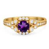 Art Deco Round Natural Stone Ring