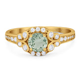 Art Deco Round Natural Stone Ring