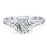 Art Deco Round Natural Stone Ring