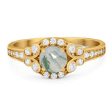 Art Deco Round Natural Stone Ring