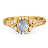 Art Deco Round Natural Stone Ring