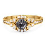 Art Deco Round Natural Stone Ring