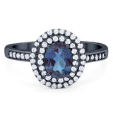 Art Deco Oval Natural Stone Halo Ring