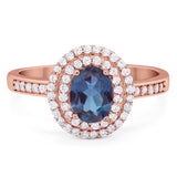 Art Deco Oval Natural Stone Halo Ring