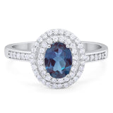 Art Deco Oval Natural Stone Halo Ring