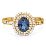 Art Deco Oval Natural Stone Halo Ring