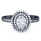 Art Deco Oval Natural Stone Halo Ring