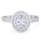 Art Deco Oval Moissanite Halo Wedding Ring 925 Sterling Silver