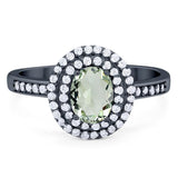 Art Deco Oval Natural Stone Halo Ring