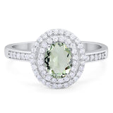 Art Deco Oval Natural Stone Halo Ring