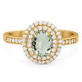 Art Deco Oval Natural Stone Halo Ring