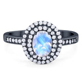 Art Deco Oval Natural Stone Halo Ring