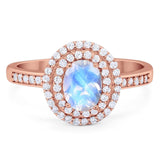 Art Deco Oval Natural Stone Halo Ring