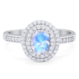 Art Deco Oval Natural Stone Halo Ring