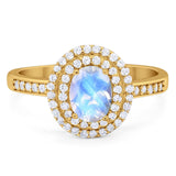 Art Deco Oval Natural Stone Halo Ring