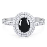 Art Deco Oval Natural Stone Halo Ring
