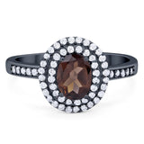 Art Deco Oval Natural Stone Halo Ring