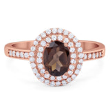 Art Deco Oval Natural Stone Halo Ring