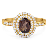 Art Deco Oval Natural Stone Halo Ring