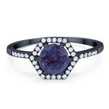 Round Natural Stone Hexagonal Ring