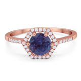 Round Natural Stone Hexagonal Ring