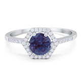 Round Natural Stone Hexagonal Ring