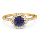 Round Natural Stone Hexagonal Ring