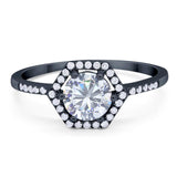 Round Natural Stone Hexagonal Ring